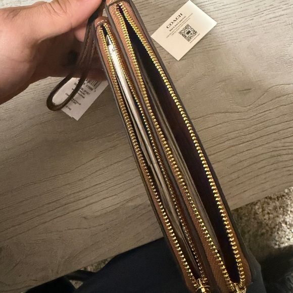 Coach Signature Brown and Tan Wristlet - Picture 5 of 8